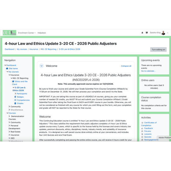 4 hr 2026 Law and Ethics Update 3-20 Public Adjusters CE